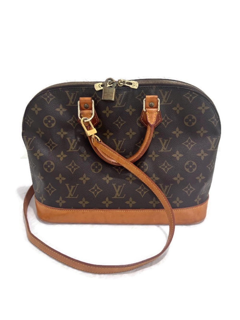 Vintage Louis Vuitton Alma PM Monogram Bag Strap Lock Satchel France 12 x 9